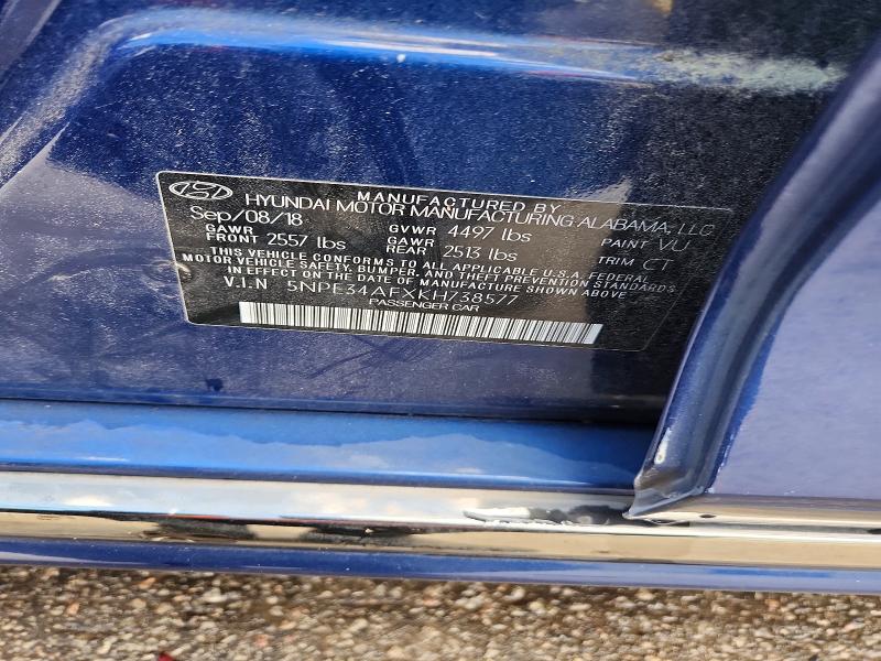 48111296 :رقم المزاد ، 5NPE34AFXKH738577 vin ، 2019 Hyundai Sonata مزاد بيع