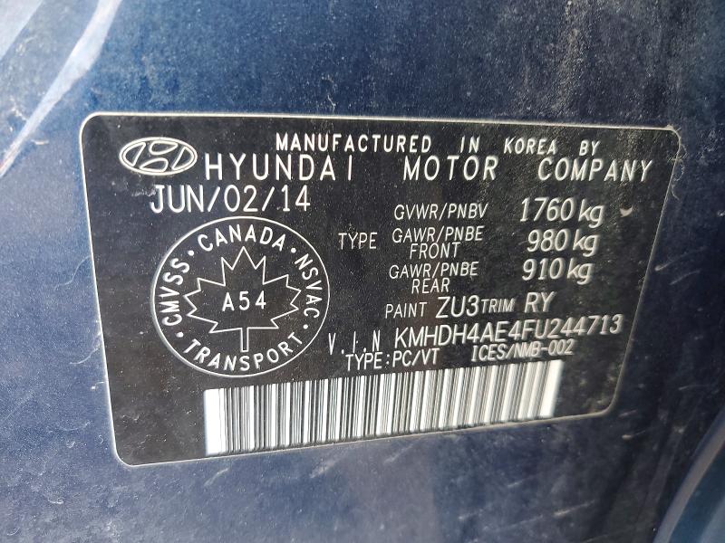 46237196 :رقم المزاد ، KMHDH4AE4FU244713 vin ، 2015 Hyundai Elantra مزاد بيع