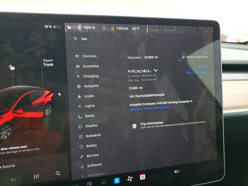 Продажа на аукционе авто 2023 Tesla Model Y, vin: 7SAYGAEE6PF944229, номер лота: 46922856