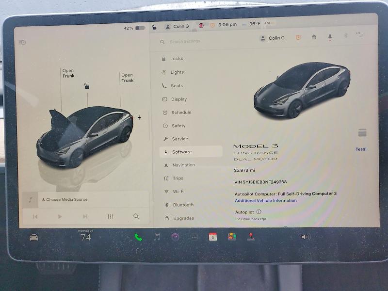 Aukcja sprzedaży 2022 Tesla Model 3, vin: 5YJ3E1EB3NF249268, numer aukcji: 78840485
