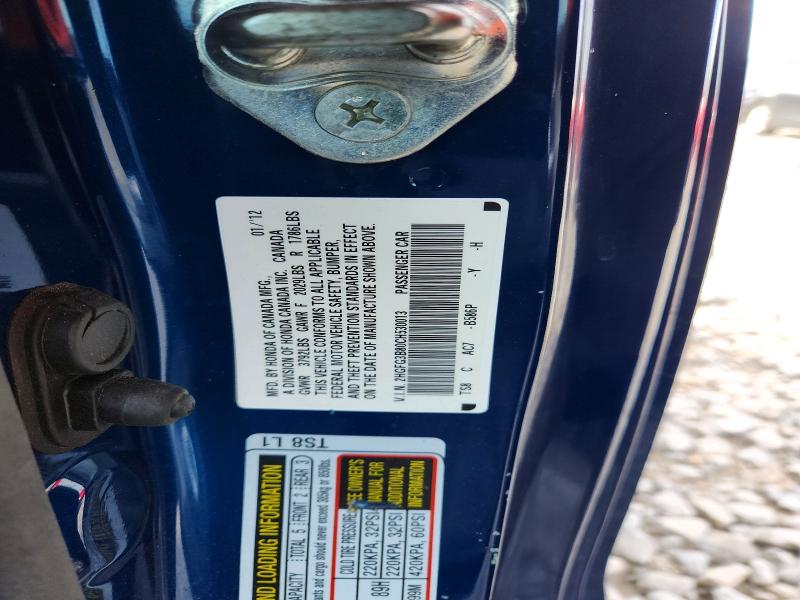 46641446 :رقم المزاد ، 2HGFG3B80CH530013 vin ، 2012 Honda Civic مزاد بيع