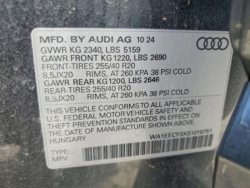 Продажа на аукционе авто 2025 Audi Q3, vin: WA1EECF3XS1018751, номер лота: 47563106