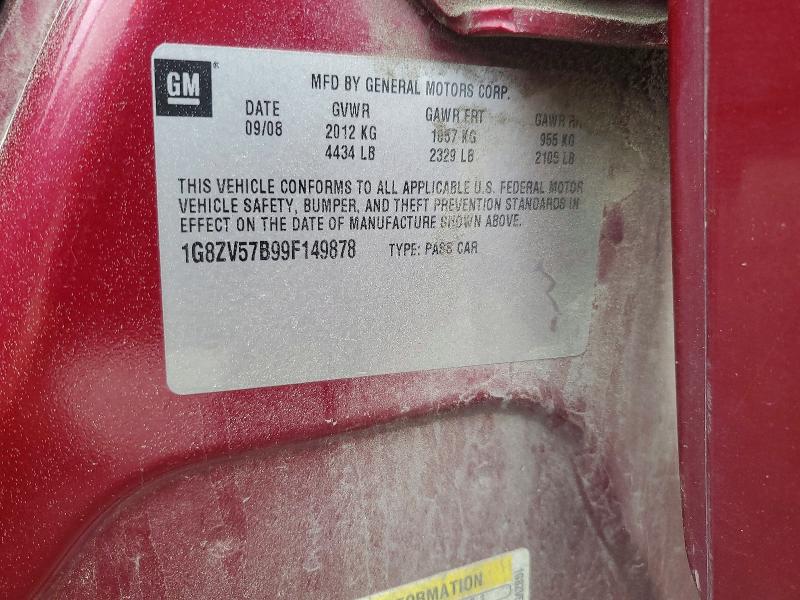 46006186 :رقم المزاد ، 1G8ZV57B99F149878 vin ، 2009 Saturn Aura مزاد بيع