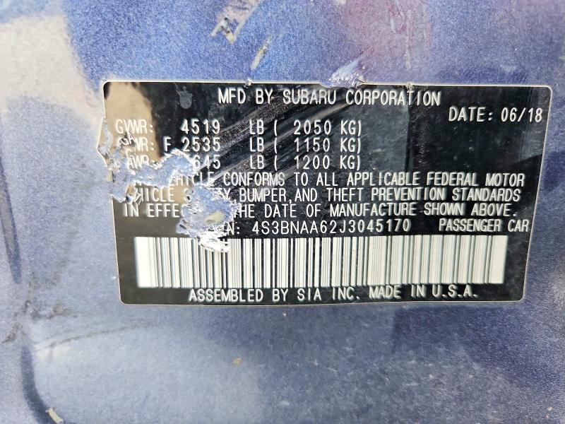 47717406 :رقم المزاد ، 4S3BNAA62J3045170 vin ، 2018 Subaru Legacy مزاد بيع