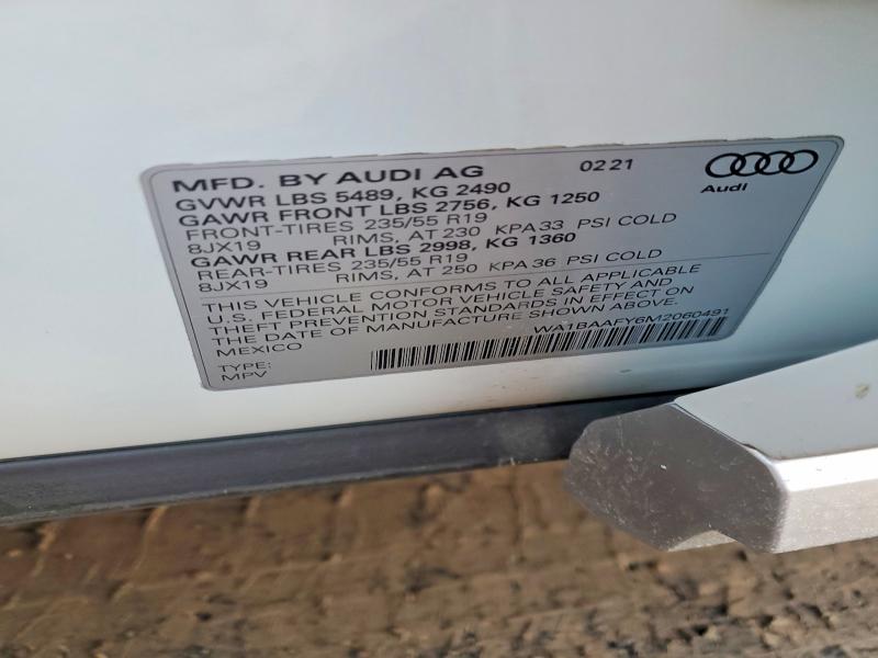 Aukcja sprzedaży 2021 Audi Q5, vin: WA1BAAFY6M2060491, numer aukcji: 46719416