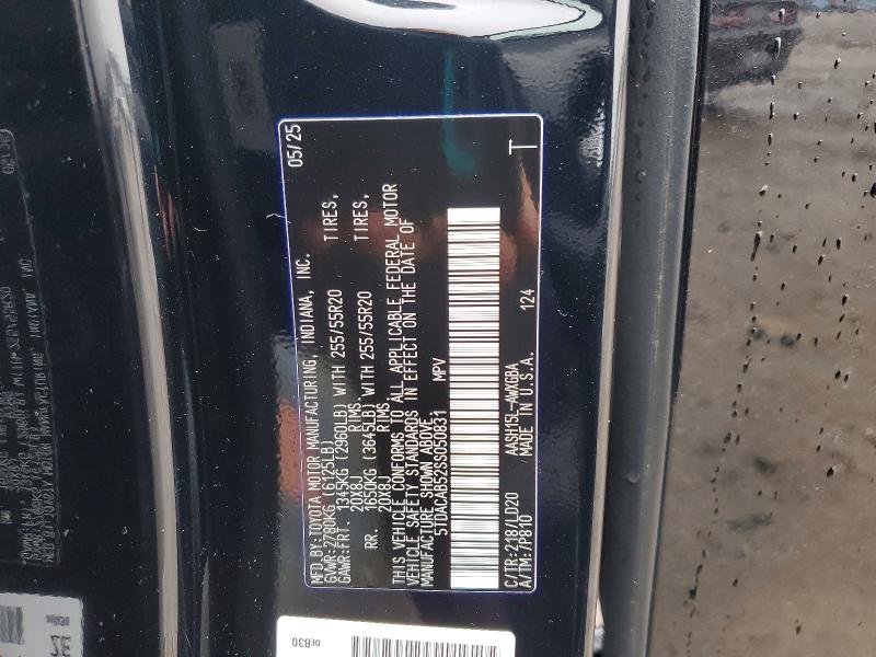 2025 Toyota Grand Highlander Hybrid მანქანა იყიდება აუქციონზე, vin: 5TDACAB52SS050831, აუქციონის ნომერი: 79748715
