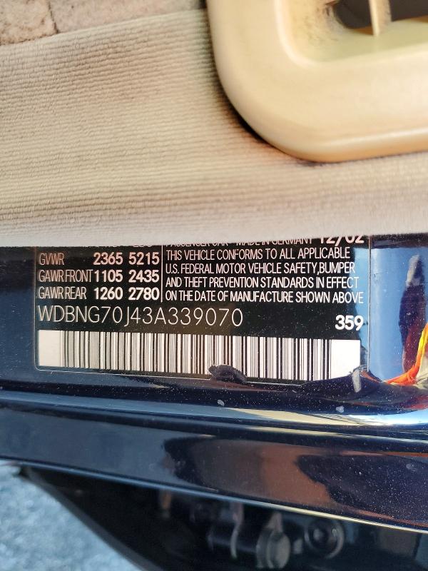 Продажа на аукционе авто 2003 Mercedes-benz S, vin: WDBNG70J43A339070, номер лота: 46044186