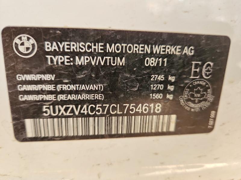 46939446 :رقم المزاد ، 5UXZV4C57CL754618 vin ، 2012 Bmw X5 مزاد بيع