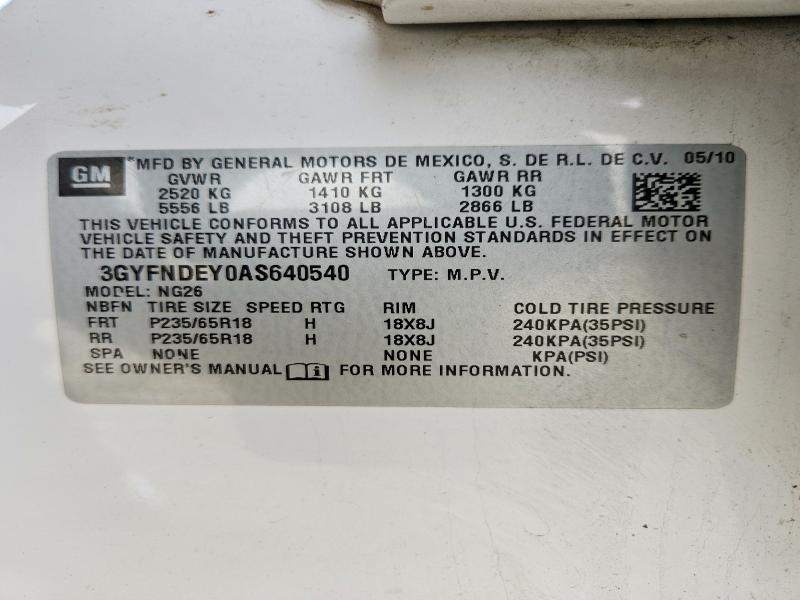 Продажа на аукционе авто 2010 Cadillac Srx, vin: 3GYFNDEY0AS640540, номер лота: 47057376