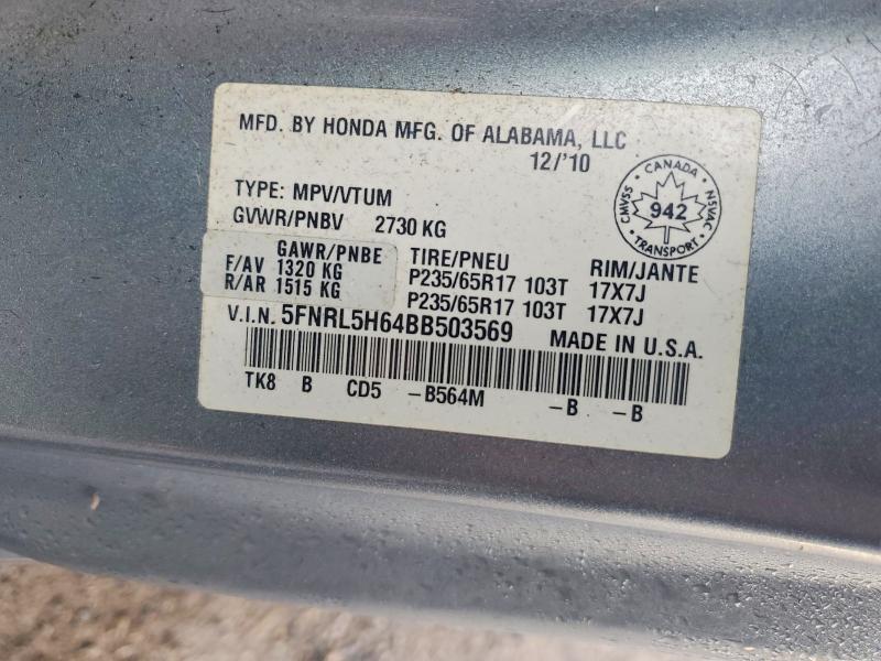 Aukcja sprzedaży 2011 Honda Odyssey, vin: 5FNRL5H64BB503569, numer aukcji: 79392425