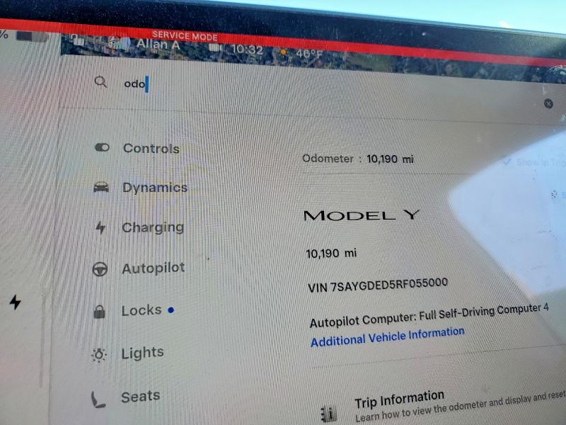 2024 Tesla Model Y მანქანა იყიდება აუქციონზე, vin: 7SAYGDED5RF055000, აუქციონის ნომერი: 46264416