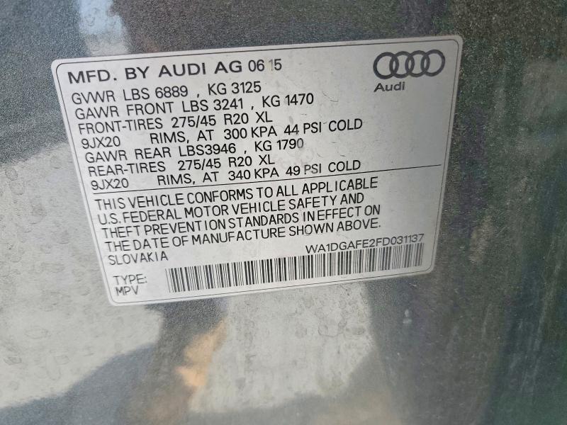 Продаж на аукціоні авто 2015 Audi Q7, vin: WA1DGAFE2FD031137, номер лоту: 47879236