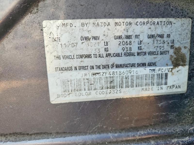 79451755 :رقم المزاد ، JM1BK32F481860916 vin ، 2008 Mazda 3 مزاد بيع