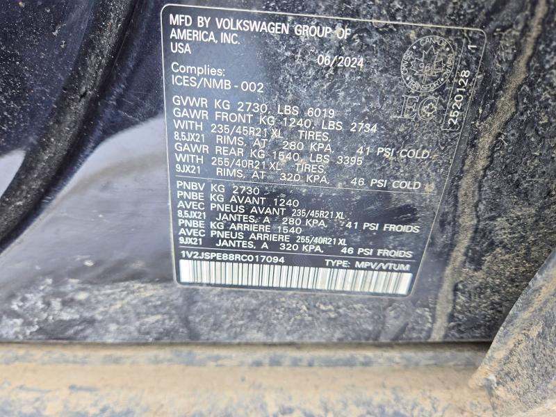 47312116 :رقم المزاد ، 1V2JSPE88RC017094 vin ، 2024 Volkswagen Id.4 مزاد بيع