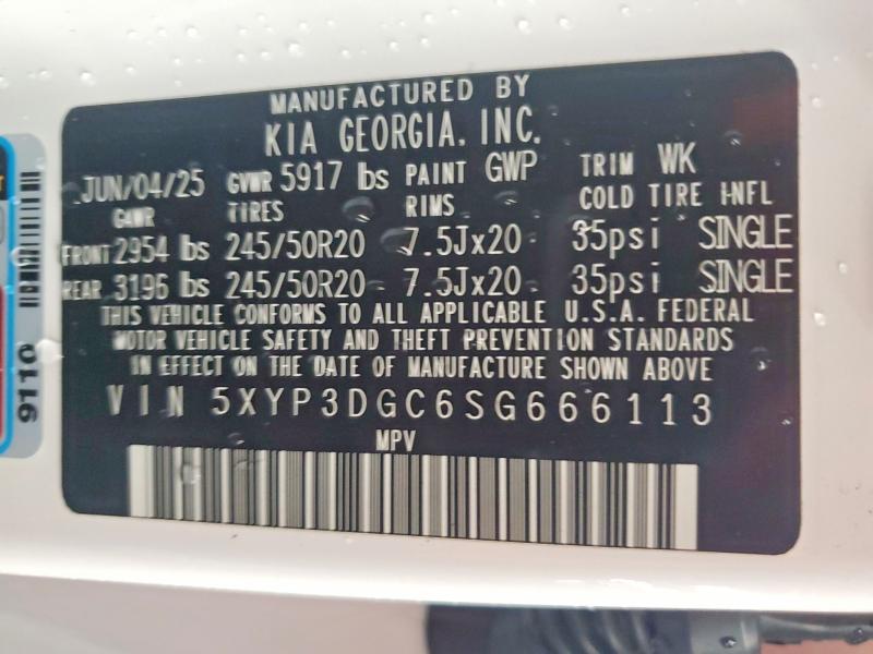 Aukcja sprzedaży 2025 Kia Telluride, vin: 5XYP3DGC6SG666113, numer aukcji: 47640026