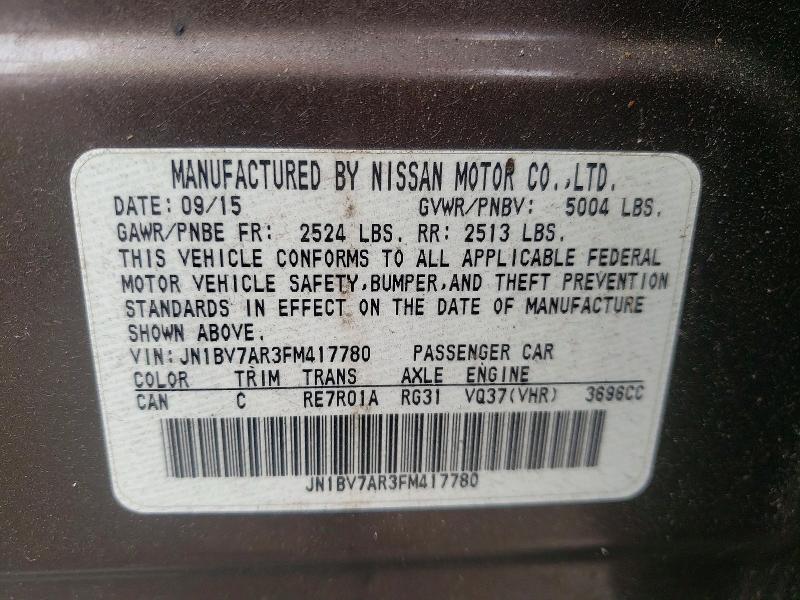 Продаж на аукціоні авто 2015 Infiniti Q50, vin: JN1BV7AR3FM417780, номер лоту: 46749576