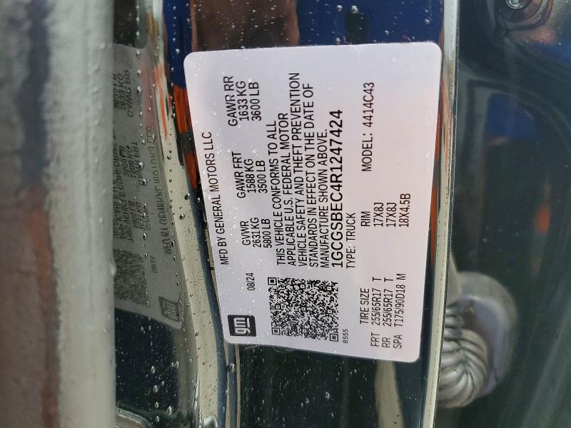 2024 Chev Colorado მანქანა იყიდება აუქციონზე, vin: 1GCGSBEC4R1247424, აუქციონის ნომერი: 78542445