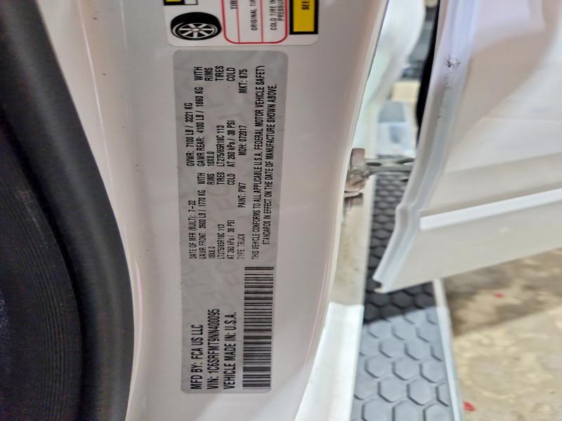 2022 Ram 1500 მანქანა იყიდება აუქციონზე, vin: 1C6SRFMT9NN400095, აუქციონის ნომერი: 78968595