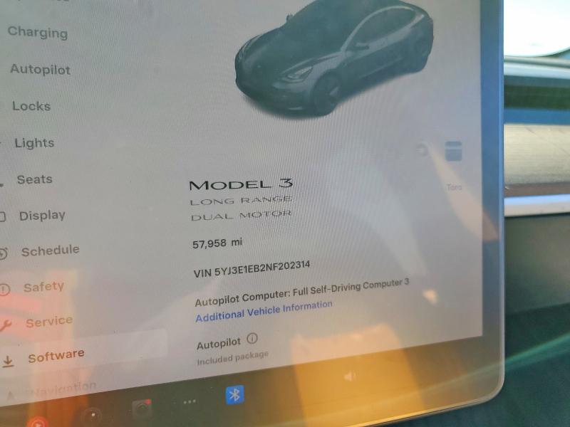 47289906 :رقم المزاد ، 5YJ3E1EB2NF202314 vin ، 2022 Tesla Model 3 مزاد بيع