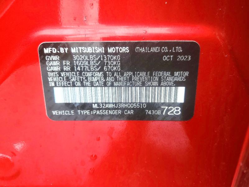 Продаж на аукціоні авто 2024 Mitsubishi Mirage, vin: ML32AWHJ3RH005510, номер лоту: 79917765
