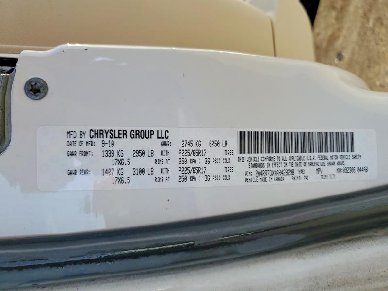 Продаж на аукціоні авто 2010 Chrysler Town & Country, vin: 2A4RR7DXXAR428298, номер лоту: 47250256