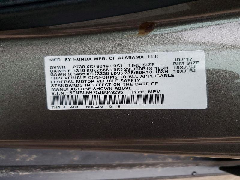 Продаж на аукціоні авто 2018 Honda Odyssey, vin: 5FNRL6H75JB049295, номер лоту: 46629306