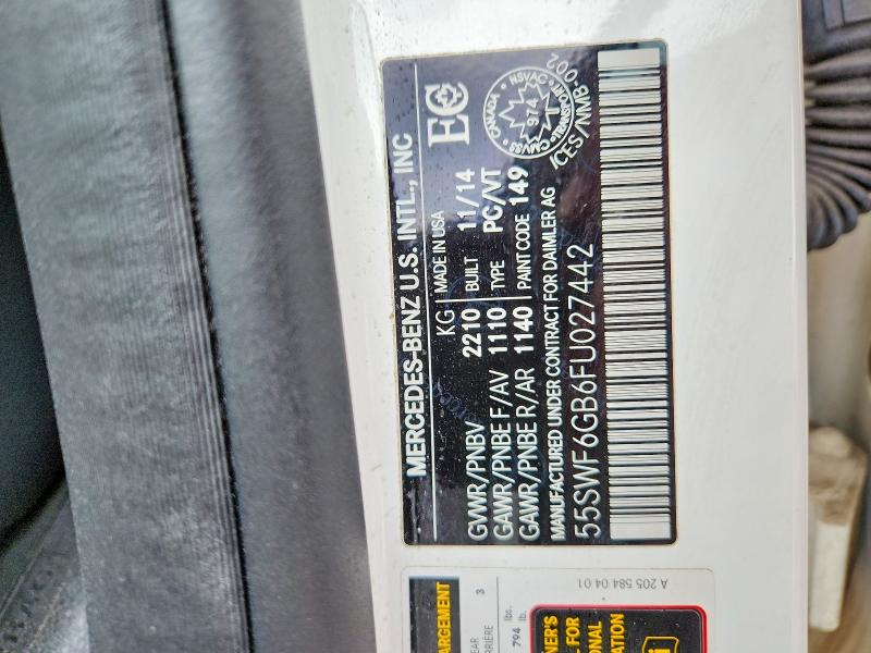 46382596 :رقم المزاد ، 55SWF6GB6FU027442 vin ، 2015 Mercedes-benz C مزاد بيع