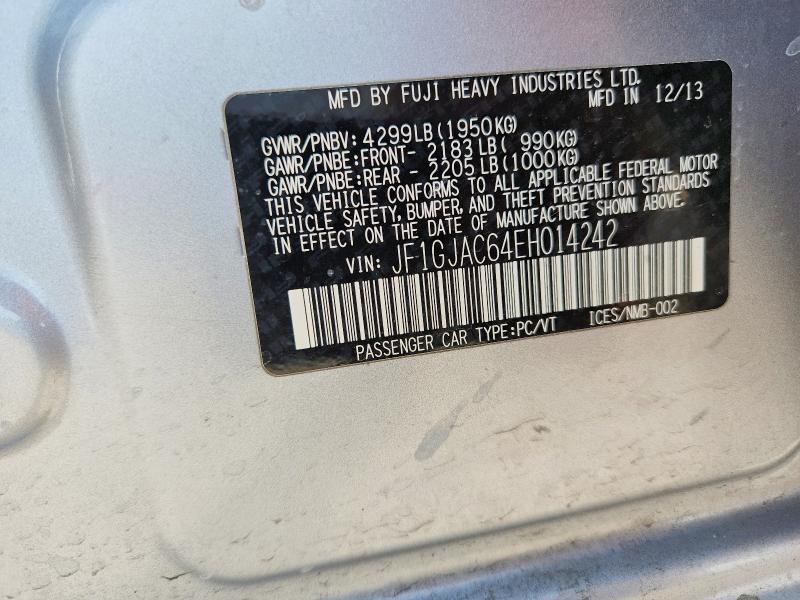 2014 Subaru Impreza მანქანა იყიდება აუქციონზე, vin: JF1GJAC64EH014242, აუქციონის ნომერი: 48014026