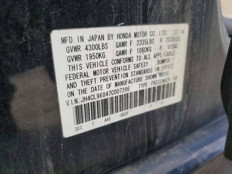 Aukcja sprzedaży 2007 Acura Tsx, vin: JH4CL96847C007286, numer aukcji: 47691256