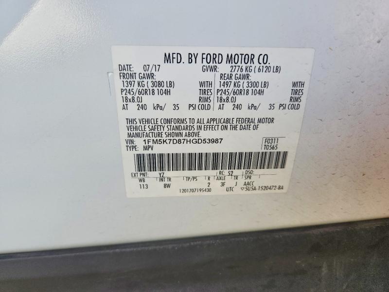 Продажа на аукционе авто 2017 Ford Explorer, vin: 1FM5K7D87HGD53987, номер лота: 46879176