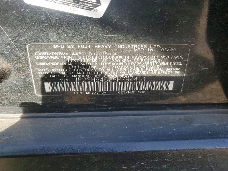 42016786 :رقم المزاد ، JF2SH64629H794454 vin ، 2009 Subaru Forester مزاد بيع