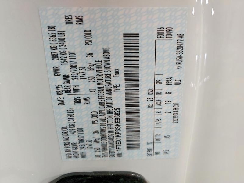 2025 Ford F150 მანქანა იყიდება აუქციონზე, vin: 1FTEX1KP3SKE96825, აუქციონის ნომერი: 45666376