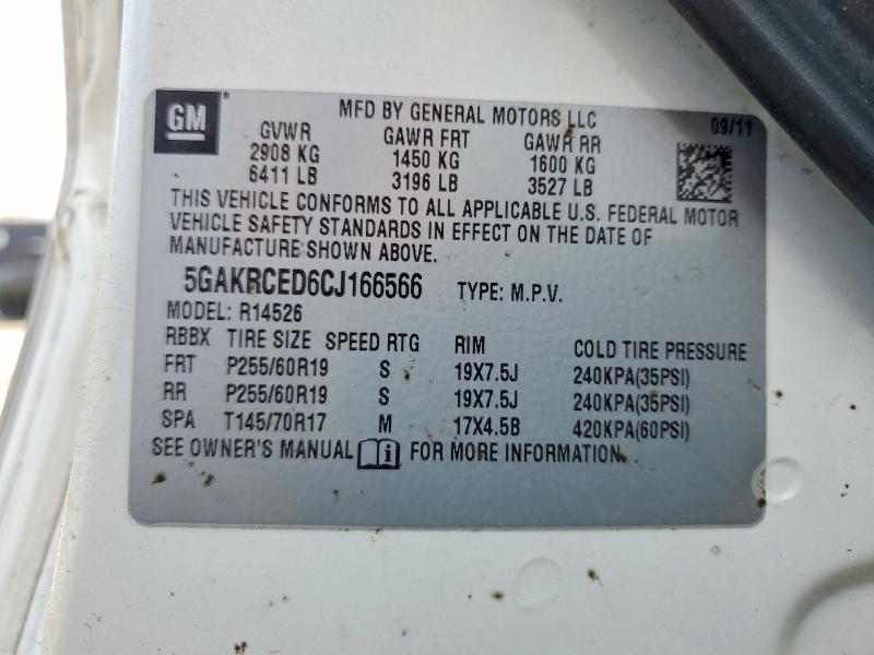 2012 Buick Enclave მანქანა იყიდება აუქციონზე, vin: 5GAKRCED6CJ166566, აუქციონის ნომერი: 47867326