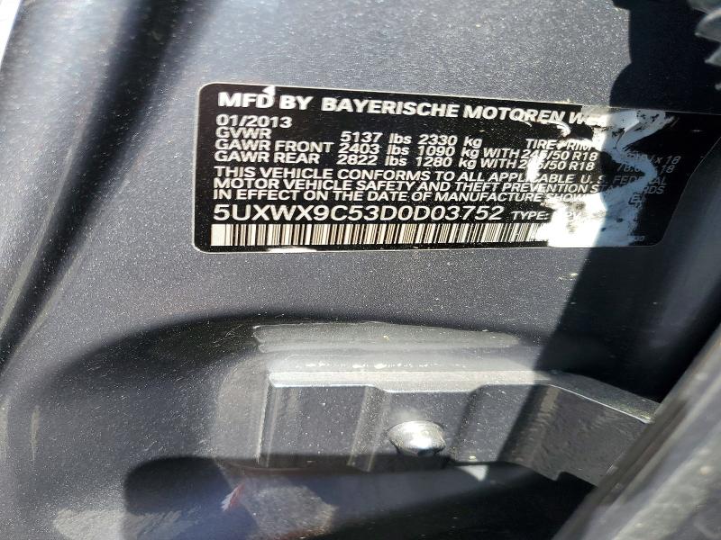 Продажа на аукционе авто 2013 Bmw X3, vin: 5UXWX9C53D0D03752, номер лота: 46431036