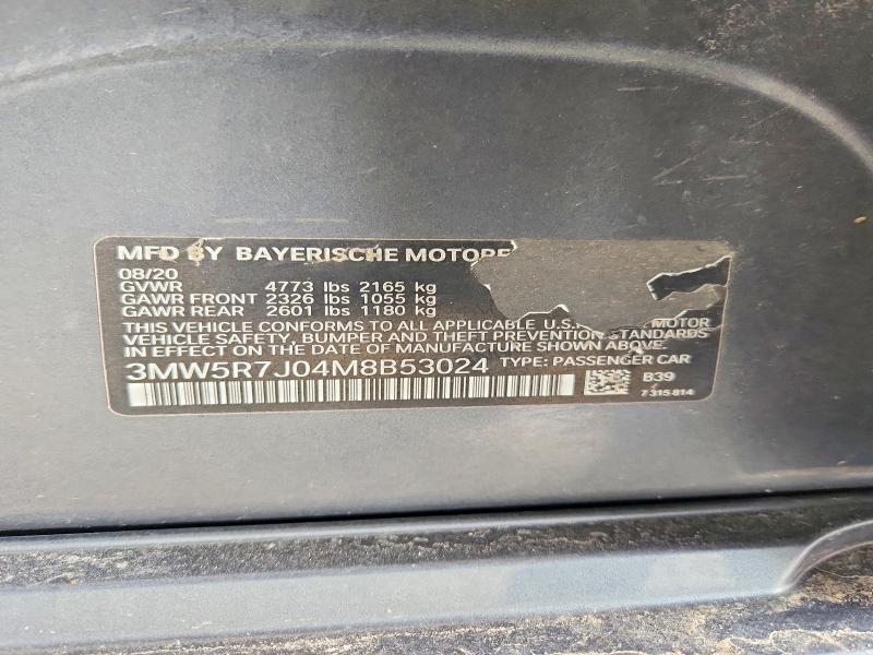 Aukcja sprzedaży 2021 Bmw 330xi, vin: 3MW5R7J04M8B53024, numer aukcji: 46368876