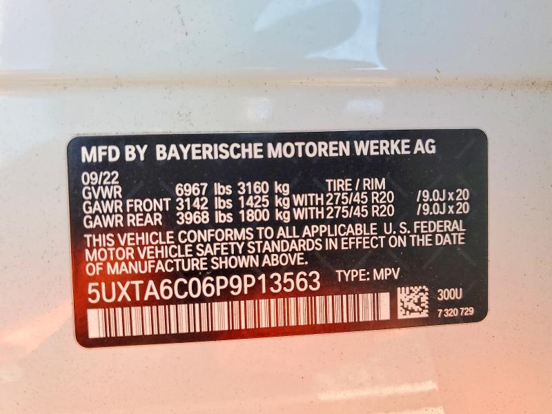 45669096 :رقم المزاد ، 5UXTA6C06P9P13563 vin ، 2023 Bmw X5 مزاد بيع