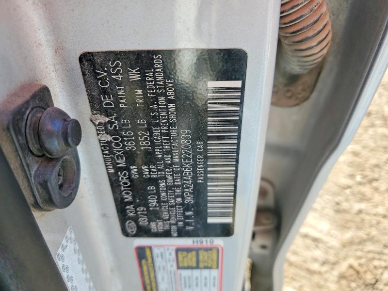 41722076 :رقم المزاد ، 3KPA24AB6KE220839 vin ، 2019 Kia Rio مزاد بيع