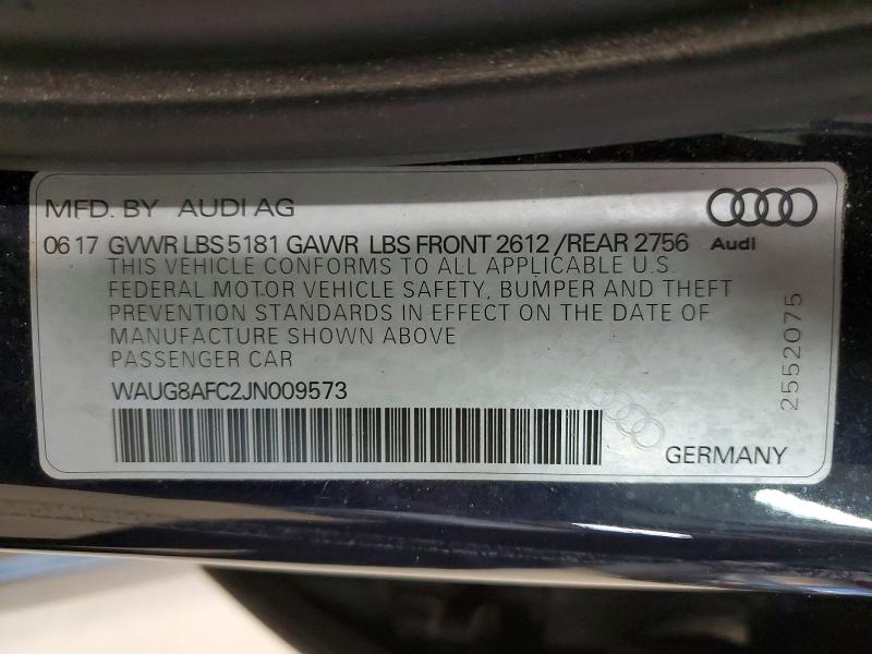 47578056 :رقم المزاد ، WAUG8AFC2JN009573 vin ، 2018 Audi A6 مزاد بيع
