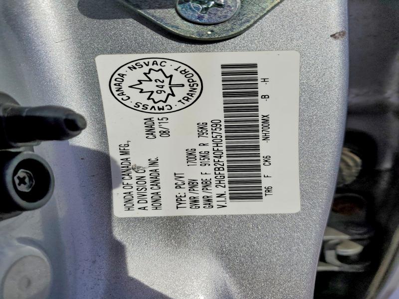 Aukcja sprzedaży 2015 Honda Civic, vin: 2HGFB2F40FH057590, numer aukcji: 79458305