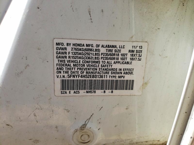 Aukcja sprzedaży 2014 Honda Pilot, vin: 5FNYF4H52EB013611, numer aukcji: 47468206