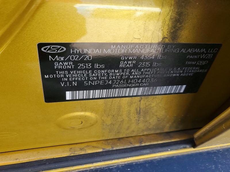 Продаж на аукціоні авто 2020 Hyundai Sonata, vin: 5NPEJ4J26LH044036, номер лоту: 41960826