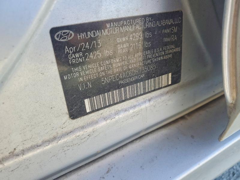 2013 Hyundai Sonata მანქანა იყიდება აუქციონზე, vin: 5NPEC4AC6DH735085, აუქციონის ნომერი: 48098426