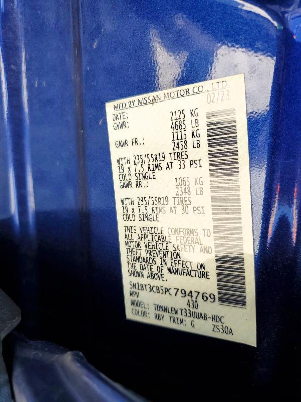 2023 Nissan Rogue მანქანა იყიდება აუქციონზე, vin: 5N1BT3CB5PC794769, აუქციონის ნომერი: 79562865