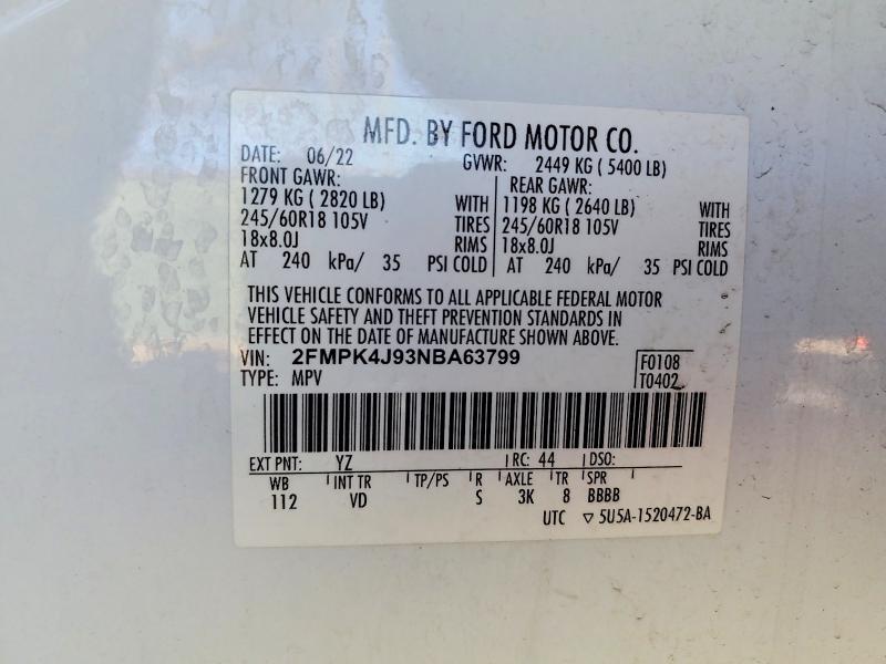 2022 Ford Edge მანქანა იყიდება აუქციონზე, vin: 2FMPK4J93NBA63799, აუქციონის ნომერი: 47066156