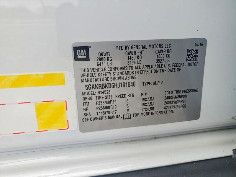 Aukcja sprzedaży 2017 Buick Enclave, vin: 5GAKRBKD6HJ191540, numer aukcji: 47983926