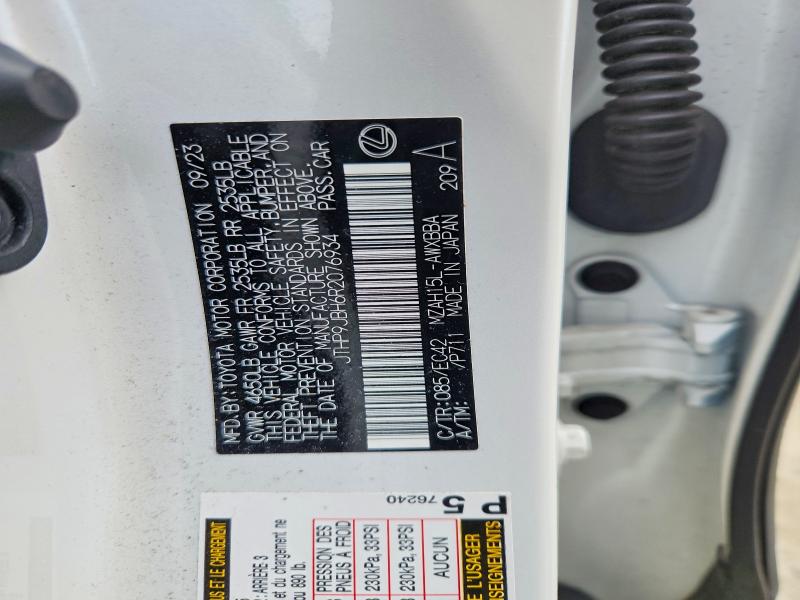 46047946 :رقم المزاد ، JTHP9JBH6R2076934 vin ، 2024 Lexus Ux 250h مزاد بيع