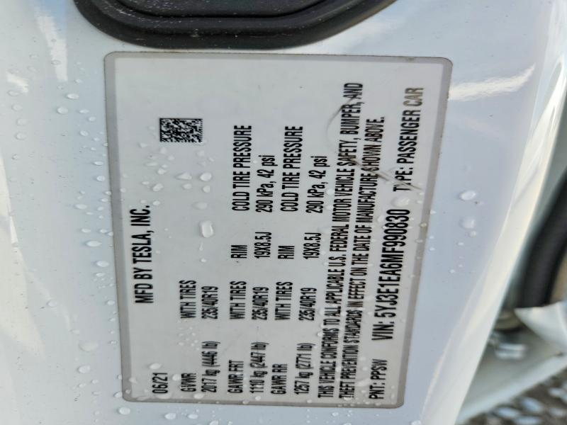 Aukcja sprzedaży 2021 Tesla Model 3, vin: 5YJ3E1EA6MF990830, numer aukcji: 41723956