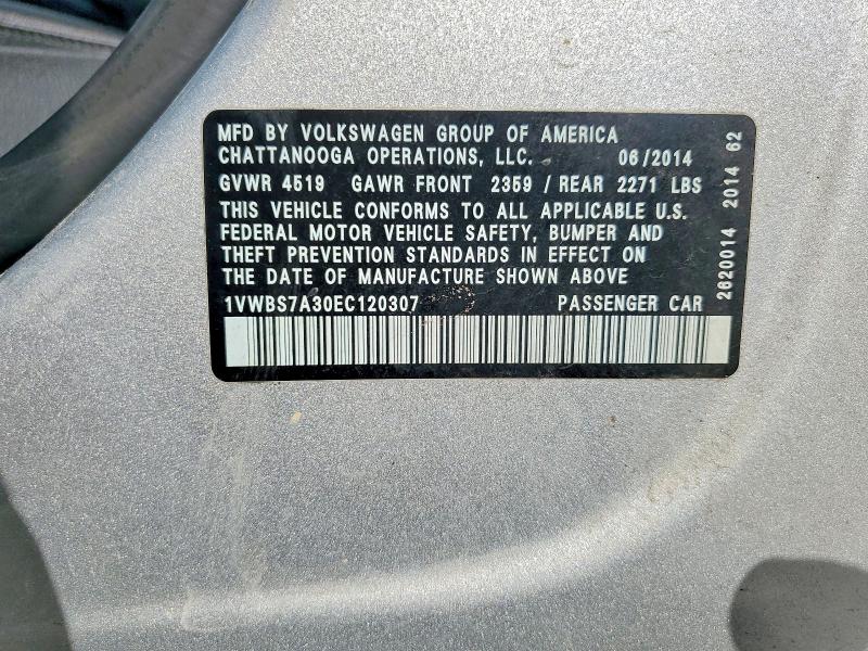 Aukcja sprzedaży 2014 Volkswagen Passat, vin: 1VWBS7A30EC120307, numer aukcji: 47602936