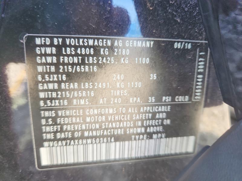 2017 Volkswagen Tiguan მანქანა იყიდება აუქციონზე, vin: WVGAV7AX8HW503614, აუქციონის ნომერი: 41704256
