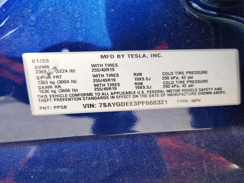 Продажа на аукционе авто 2023 Tesla Model Y, vin: 7SAYGDEE3PF668321, номер лота: 47792016